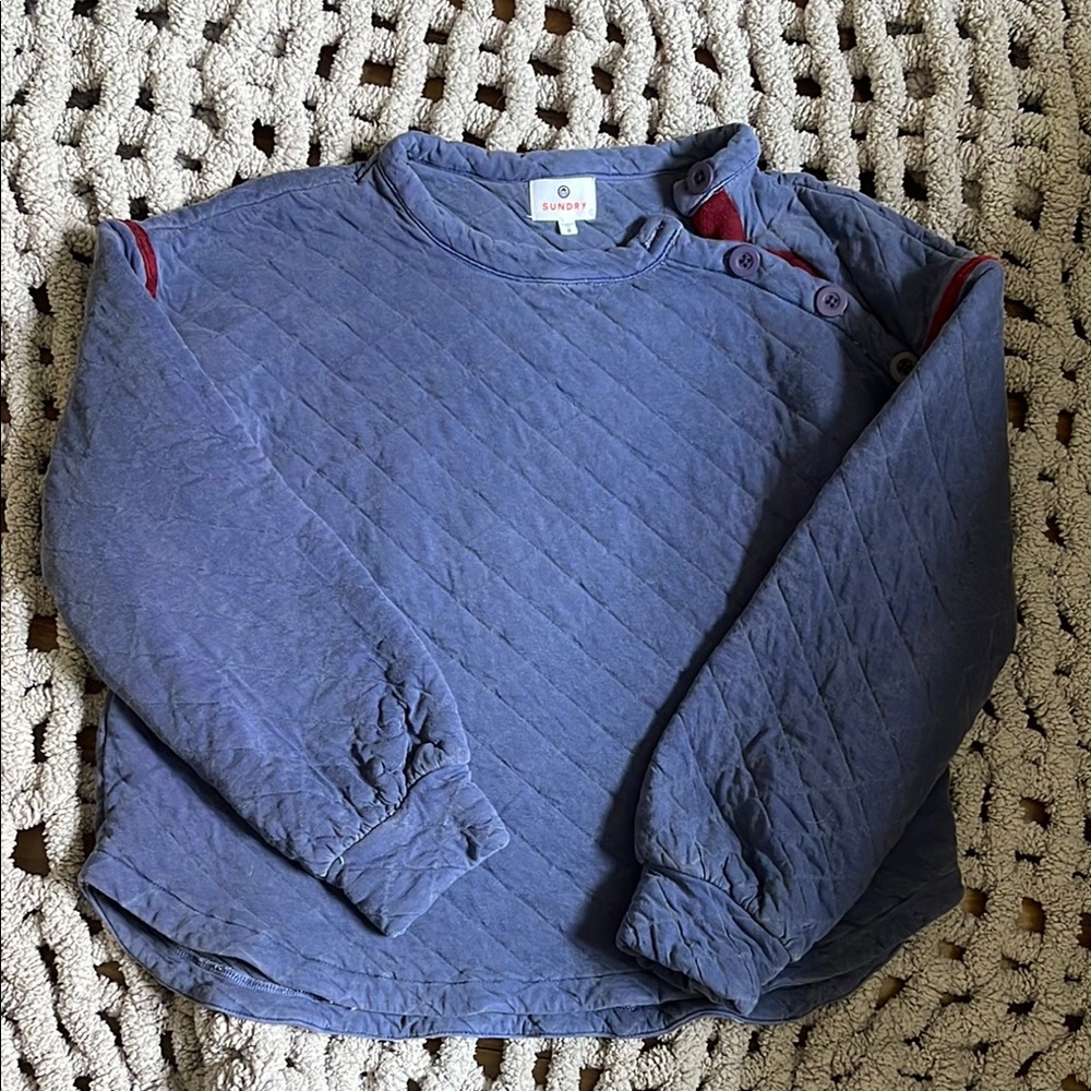 Sundry Blue Quilted Sweatshirt
